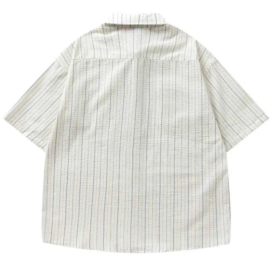 Elevated Japanese Style With Tie Loose Short Sleeve Shirt