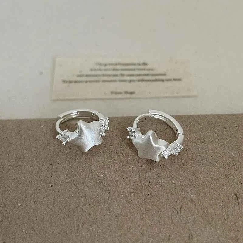 Exquisite Korean Star Silver Zircon Earrings