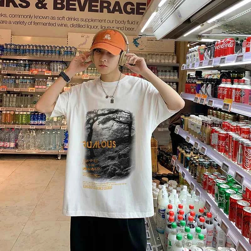 Streetwear Oversized Gothic Graphic T-Shirt