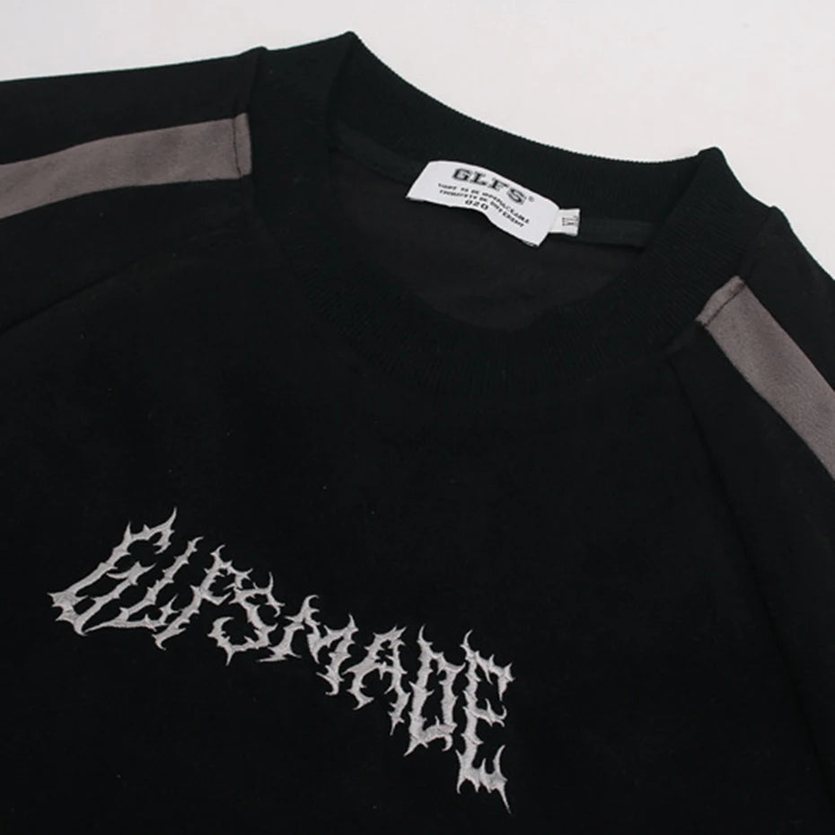 Streetwear Suede T Shirts Patchwork Oversized Hip Hop T-shirts