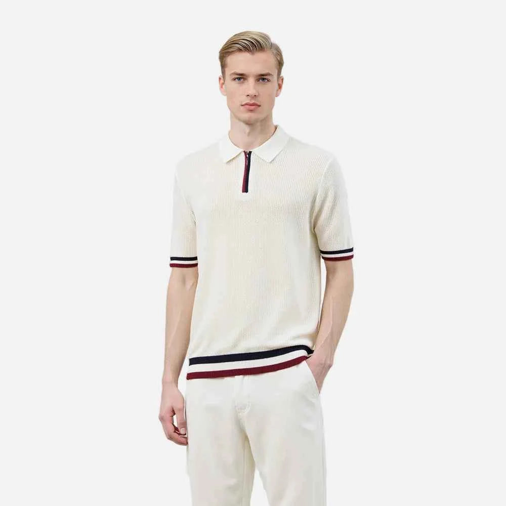 Breathable Striped Slim Fit Polo T-Shirt