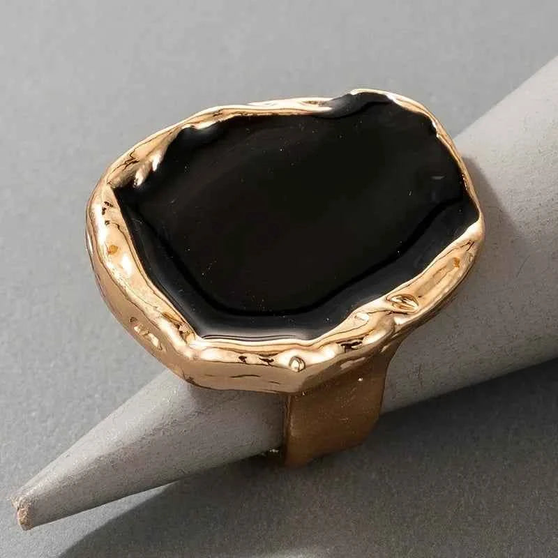 Gothic Large Black Irregular Ring