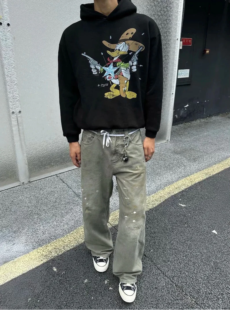 Vintage Ice Distressed Ink Splash Cargo Jeans - Luxuryurbanwear