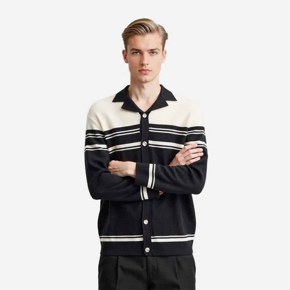 Breathable High Quality Striped Knit Cardigan
