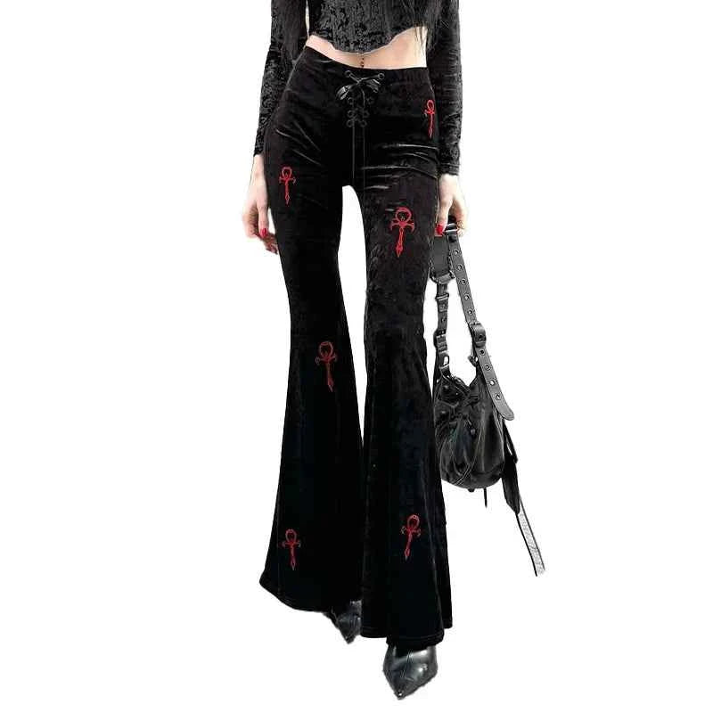 Velvet High Waist Flare Pants
