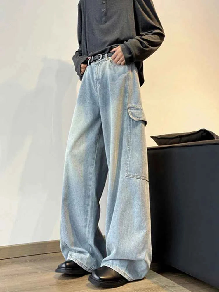 Vintage Wide Leg Cargo Denim Jeans