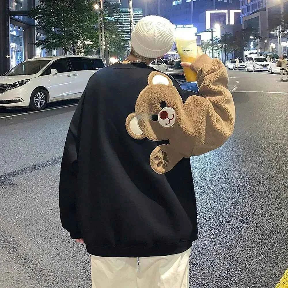 Y2K Bear Pattern Long Sleeve Sweatshirt