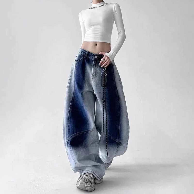 Chic Gradient Korean Style Wide Leg Jeans