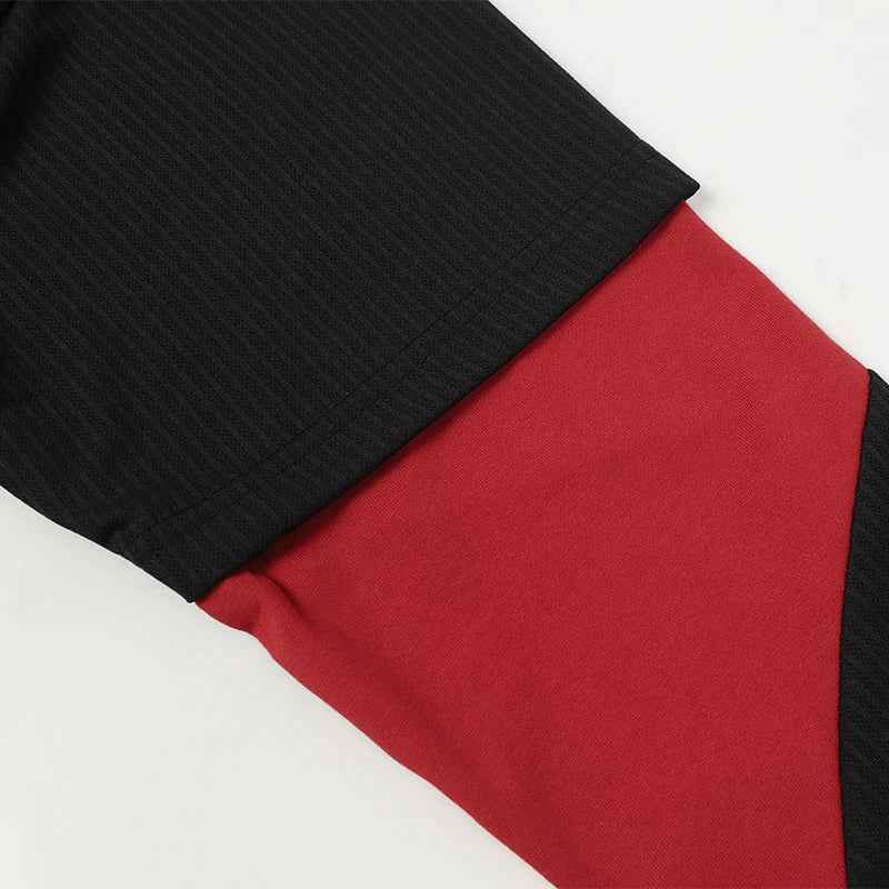 Color Block Patchwork O-Neck Long Sleeve T-Shirt