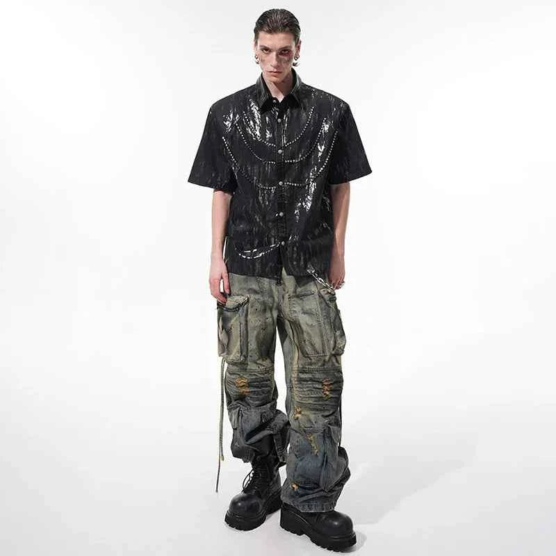 Luxury Tie Dyed Diamond Patchwork Shirt