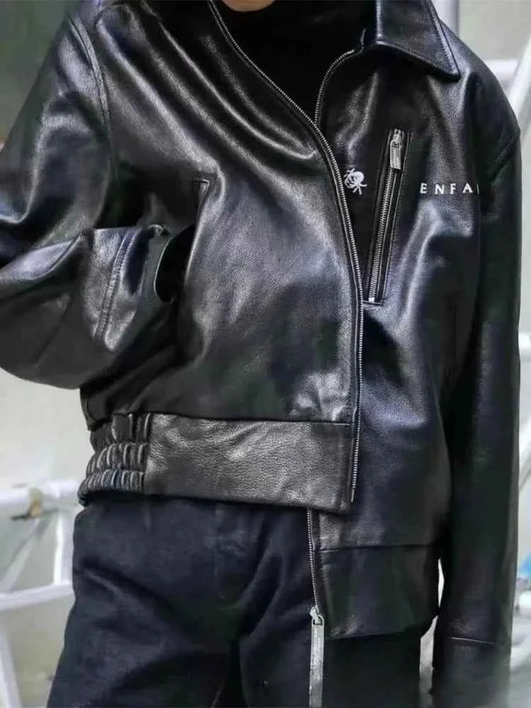 Classic American Style Chic Red Leather Jacket