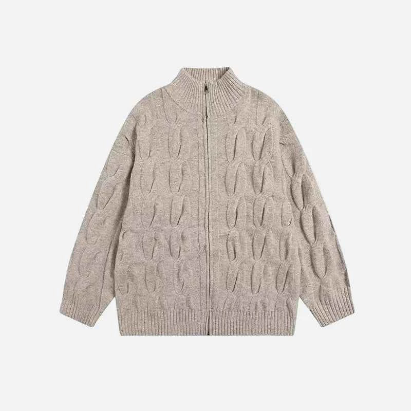 Autumn Retro Loose Stand Collar Knitted Cardigan