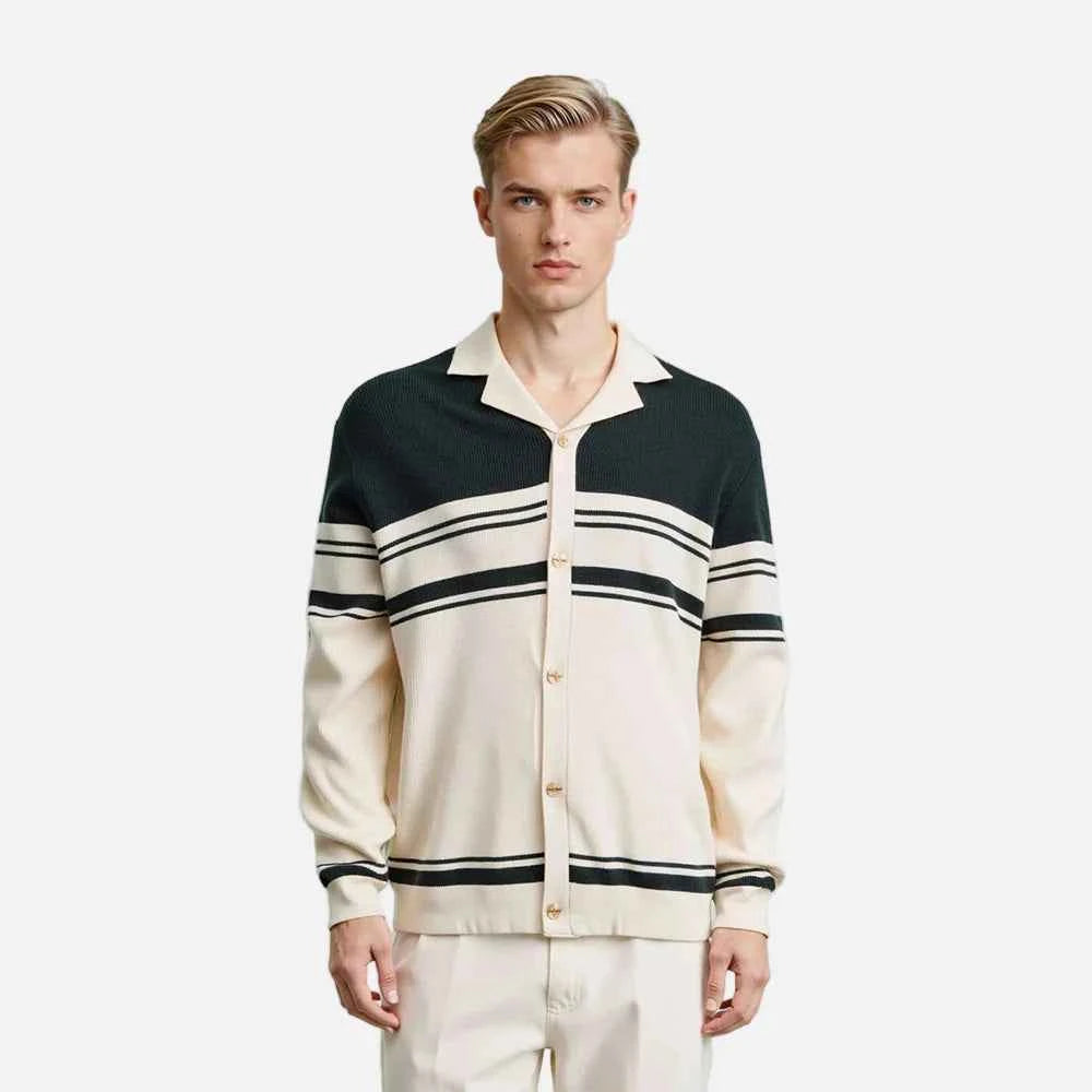 Breathable High Quality Striped Knit Cardigan