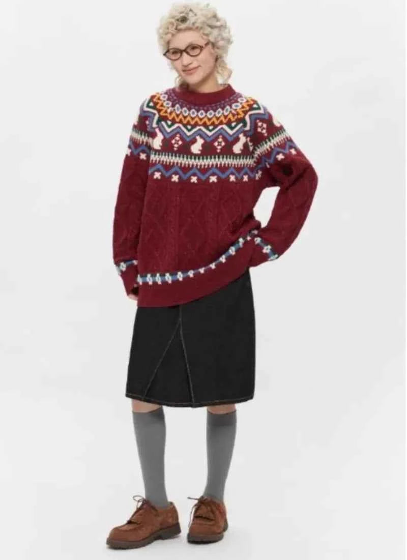 Vintage Trendy Japanese Style Knit Sweater