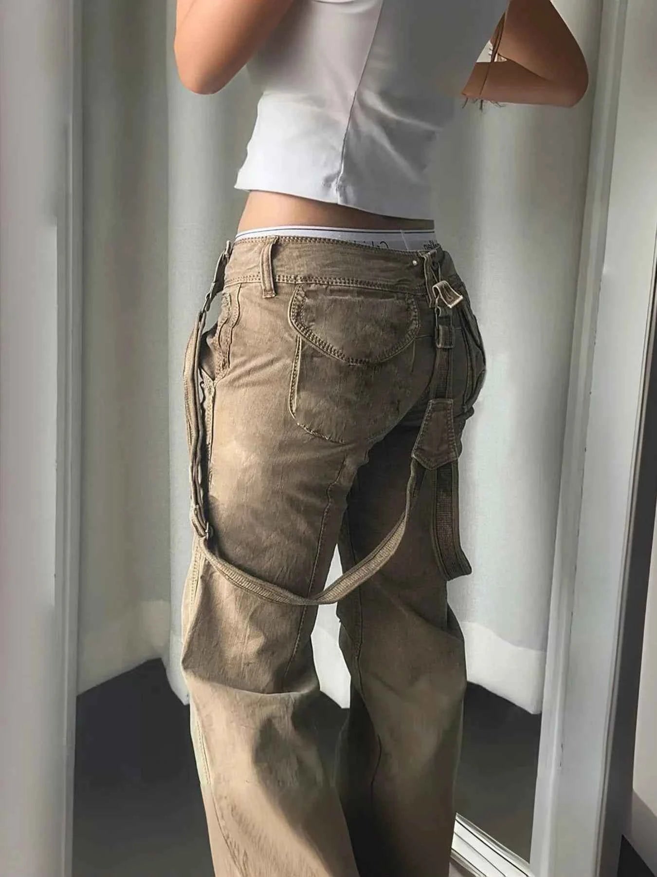 Vintage Grunge Ribbon Patchwork Flared Jeans
