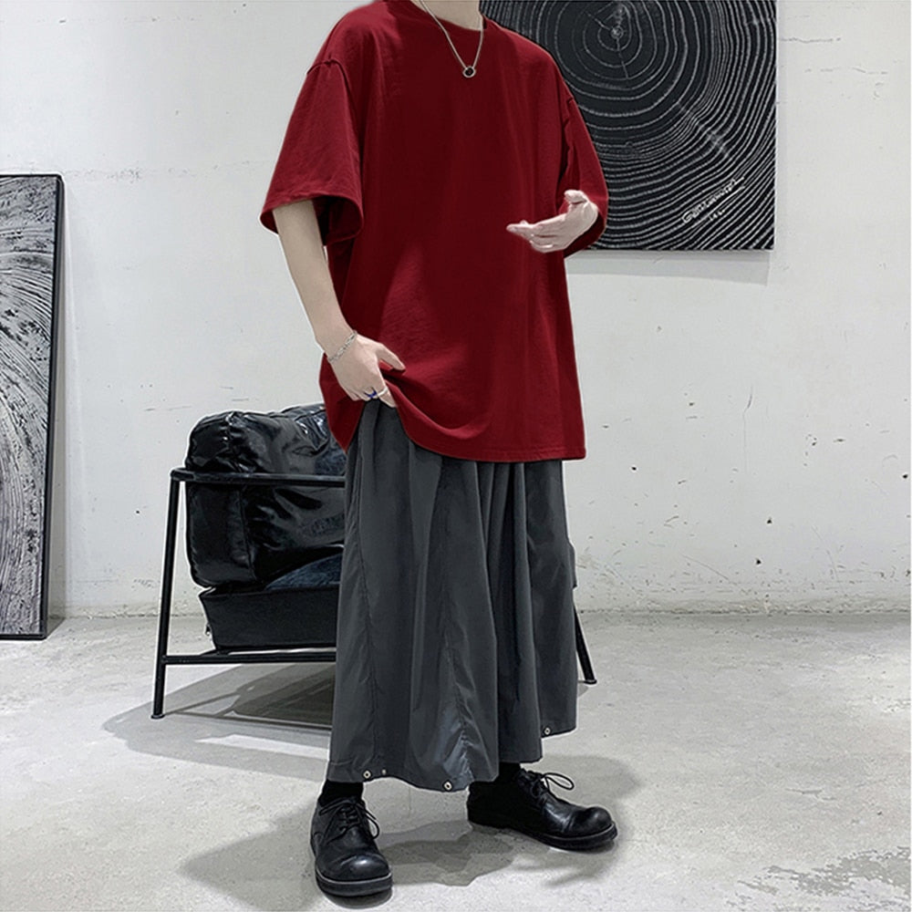 Loose Round Neck Plain T-Shirt