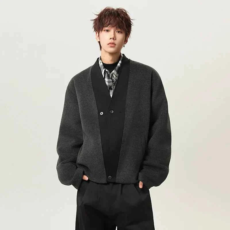 Versatile Double Faced V-Neck Woolen Cardigan
