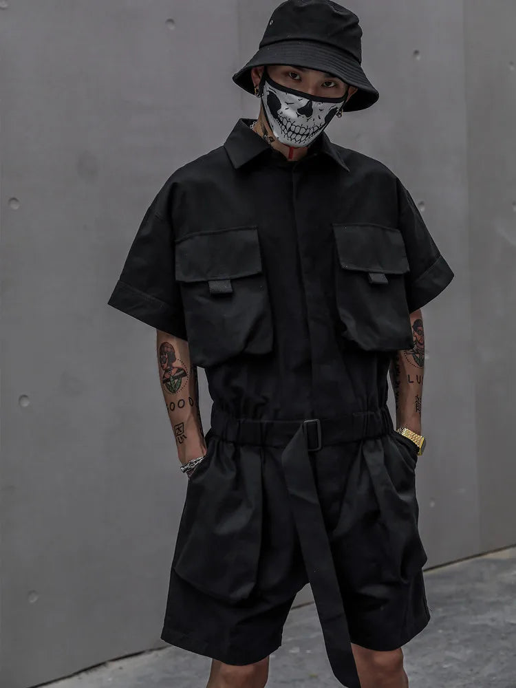 One Piece Tie Waist Belt Jumpsuit