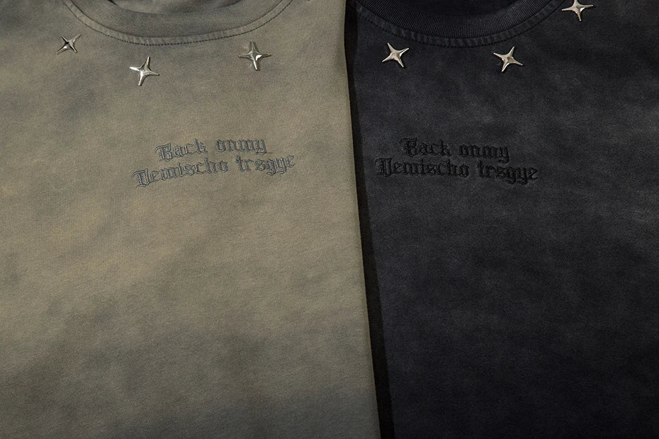 Tie-Die Metal Star Ripped T-Shirt