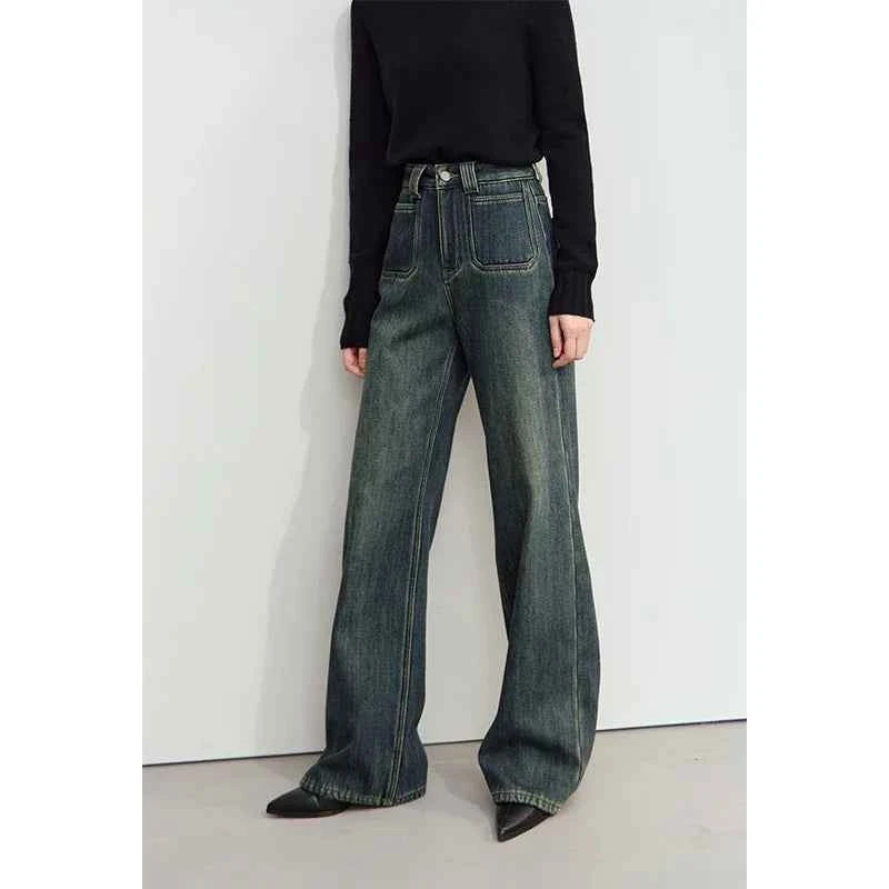 Vintage Washed Loose Straight Leg Jeans