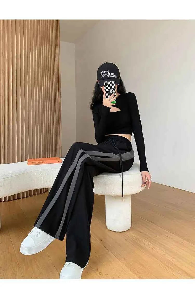 Striped Panelled Loose Pants