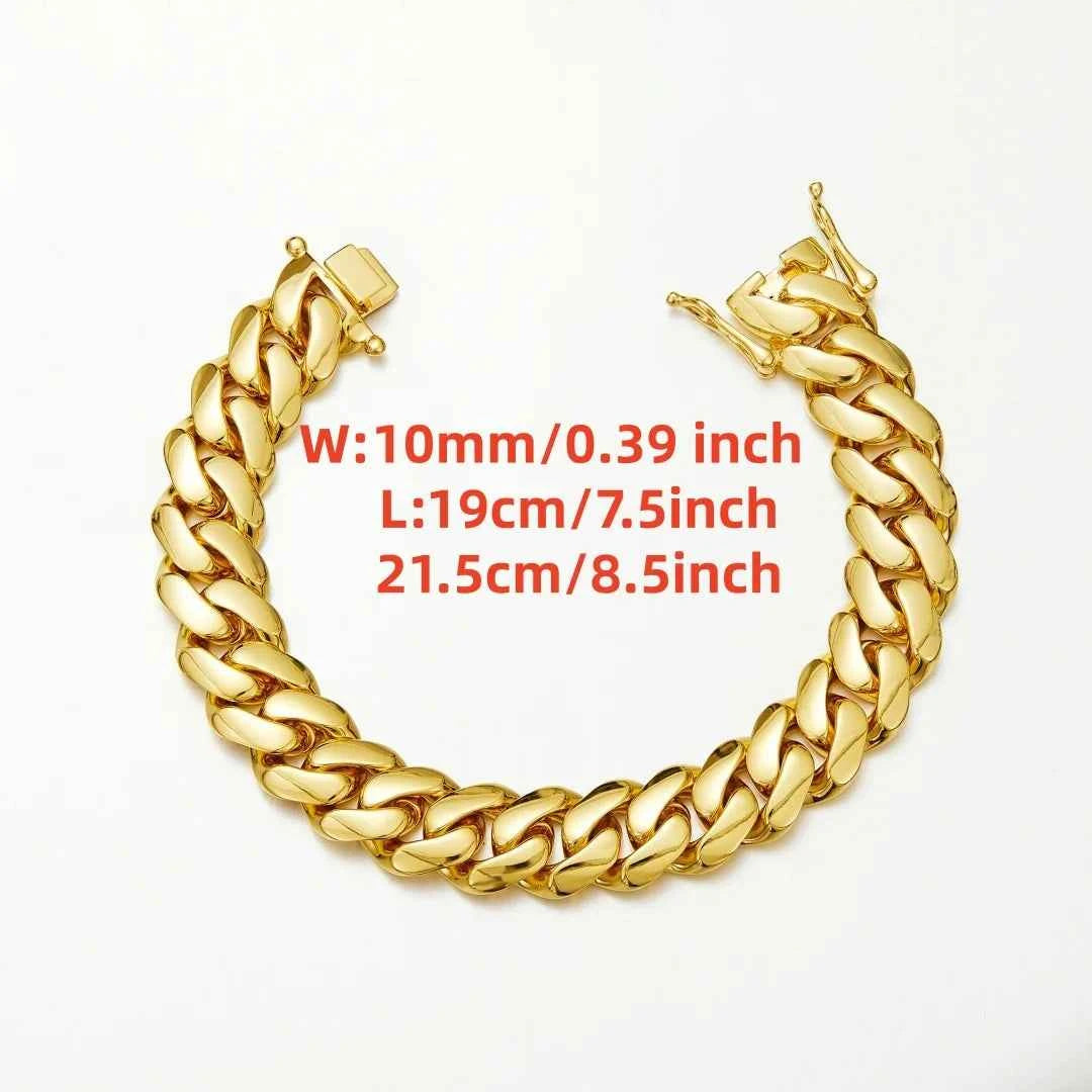 Stainless Steel Rhombus Cuban Miami Link Chain Bracelet - Luxury Urban Geometric Jewelry