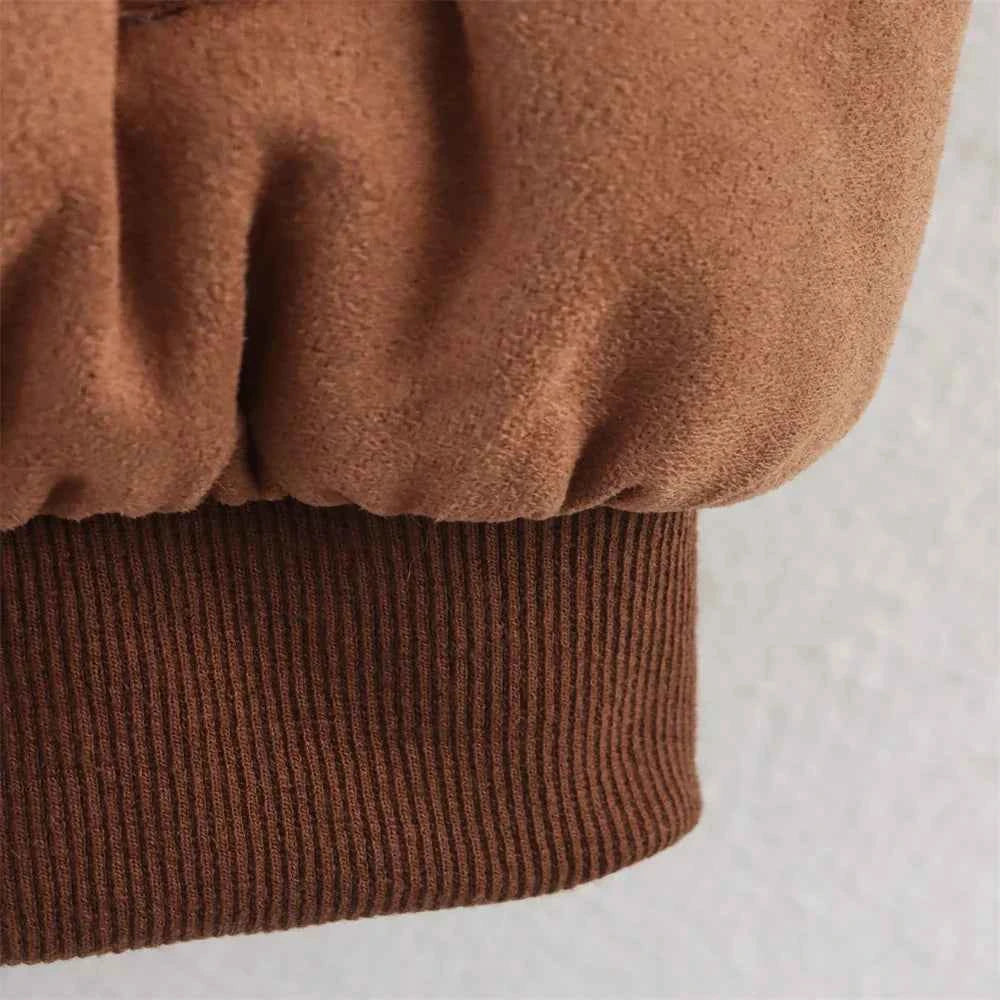 Y2K Cozy Faux Fur V-Neck Collar Cotton Jacket