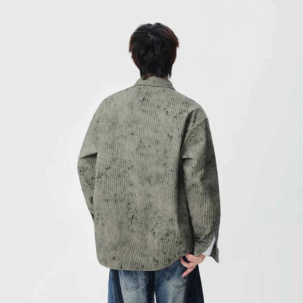 Distressed Corduroy Casual Long Sleeve Shirt