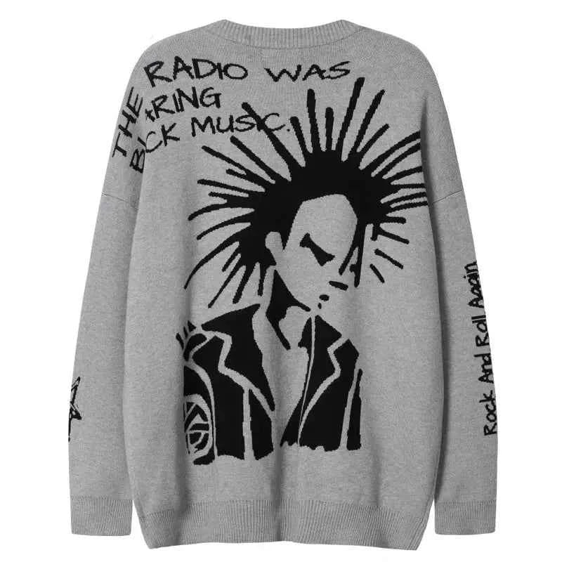Premium Gothic Cartoon Knitted Fringe Sweater