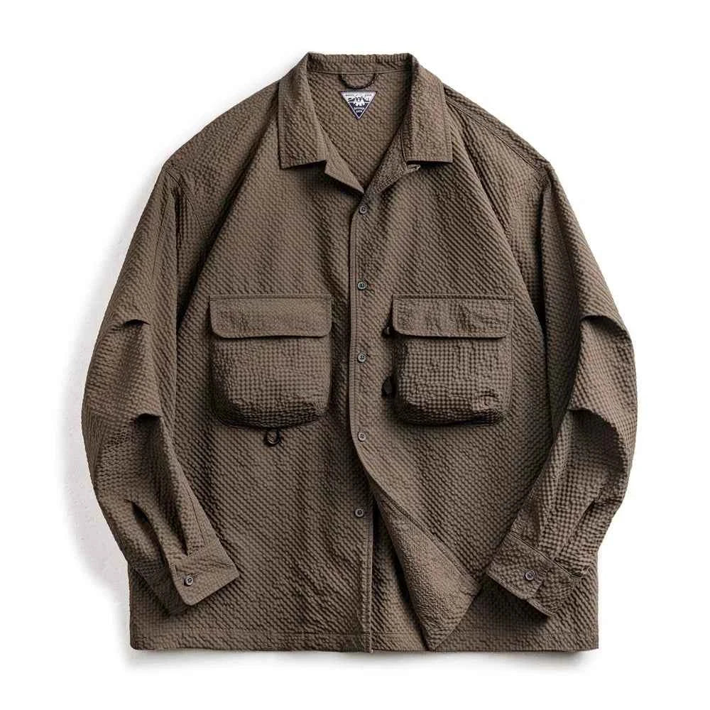 Men's Wrinkle-Free Seersucker Cuban Collar Shirt