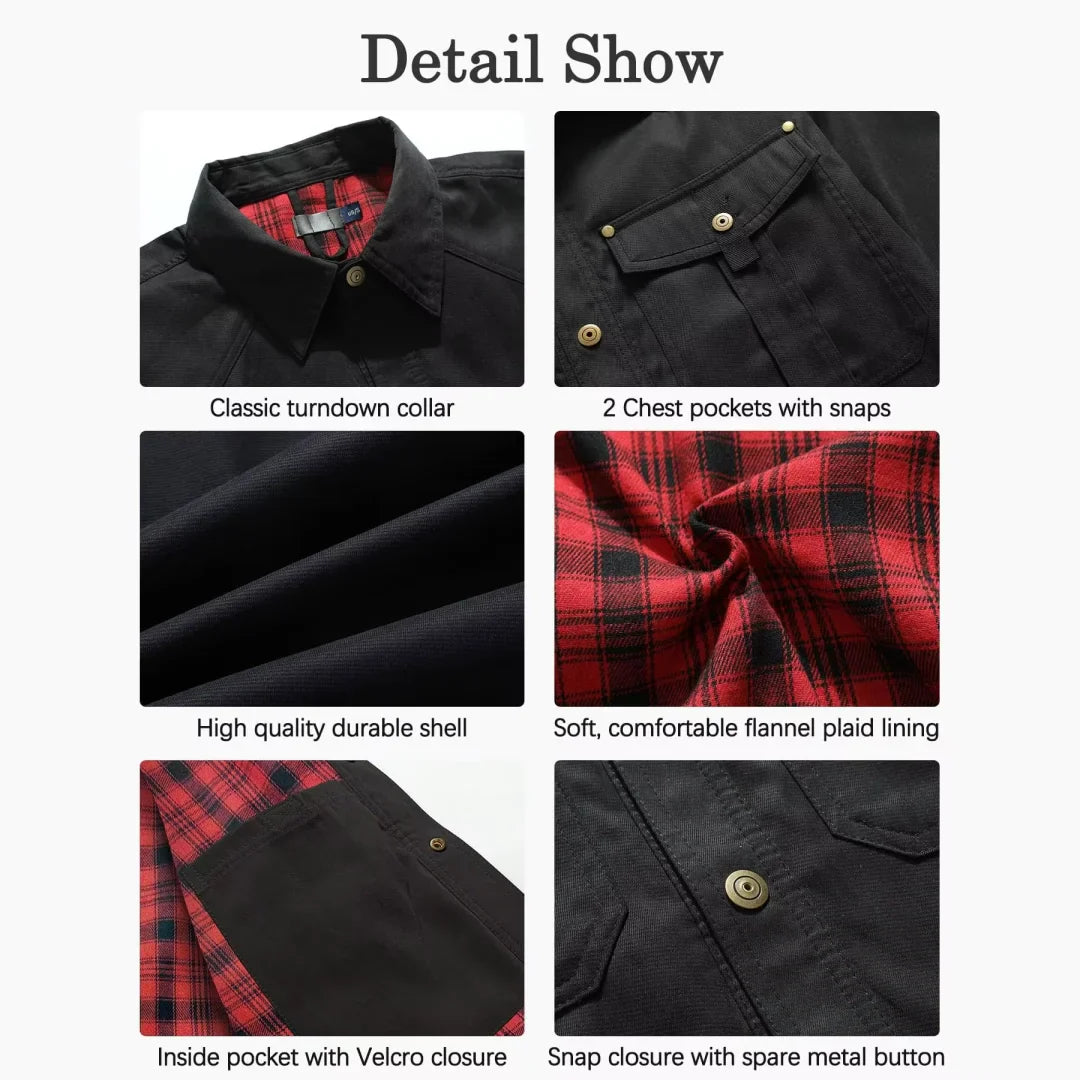Flannel Lined Plaid Button-Up Jacket
