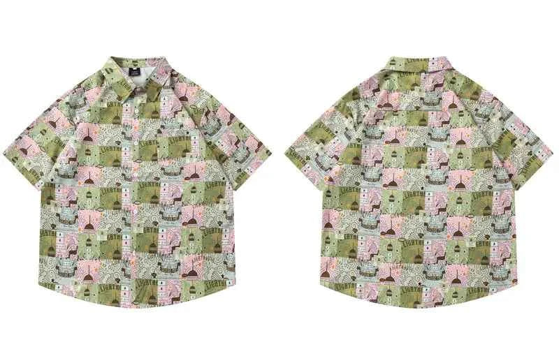 Y2K Trendy Hawaiian Graphic Printed Beach Shirt