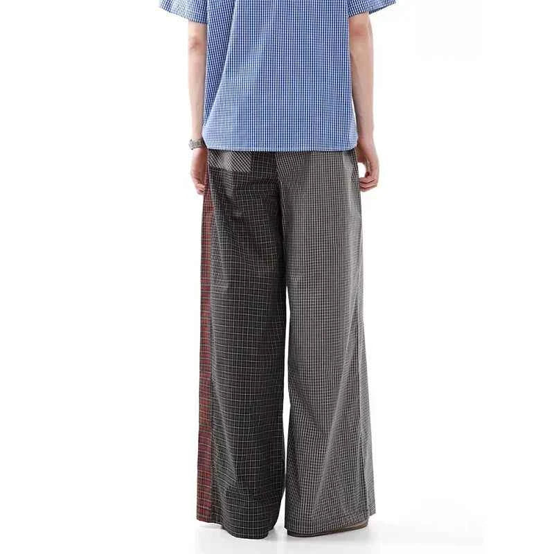 Fashionable Streetwear 2000s Style Plaid Wide Leg Pants