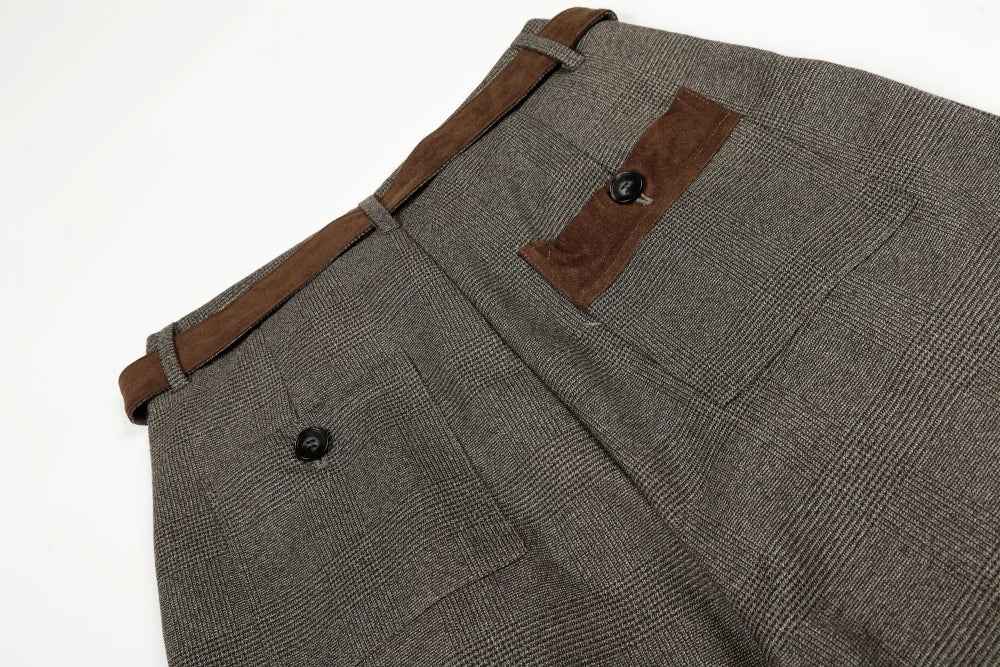Versatile Patchwork Houndstooth Suit Pants