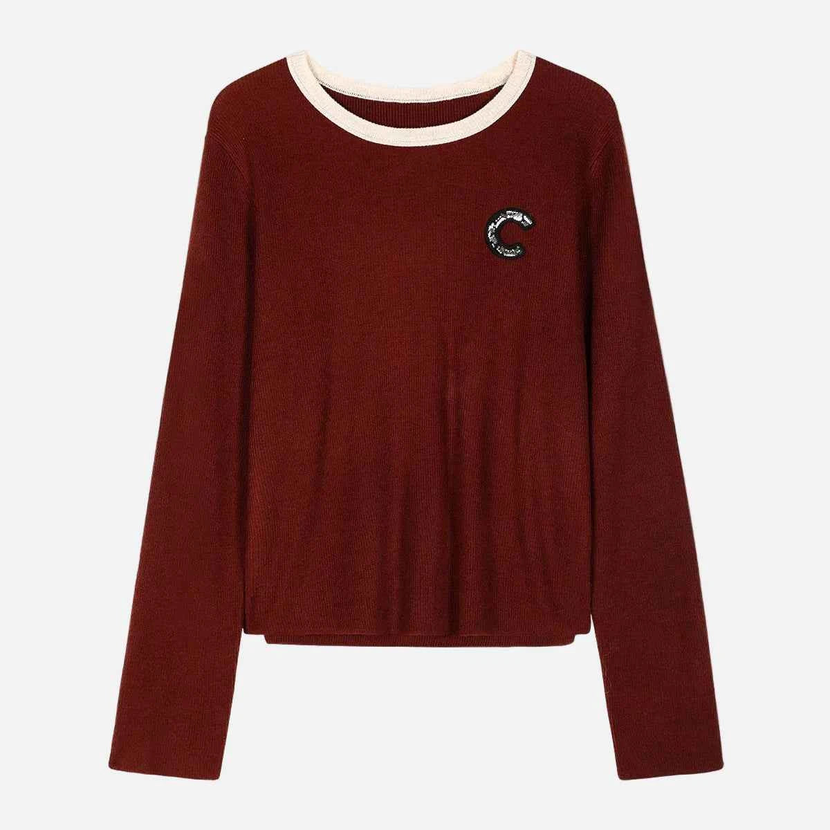 Women Minimalist Embroidered Logo Knit Sweater
