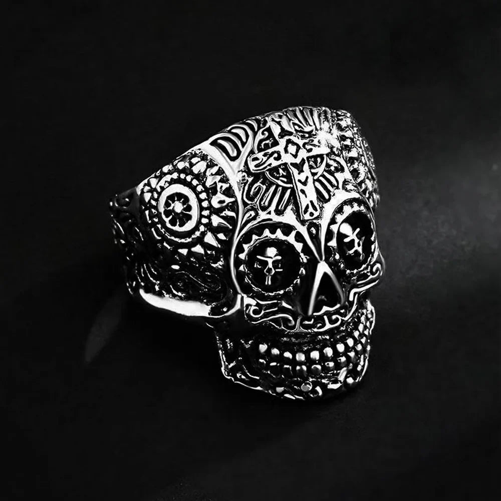 Steampunk Adjustable Open Cross Skull Ring - Luxuryurbanwear