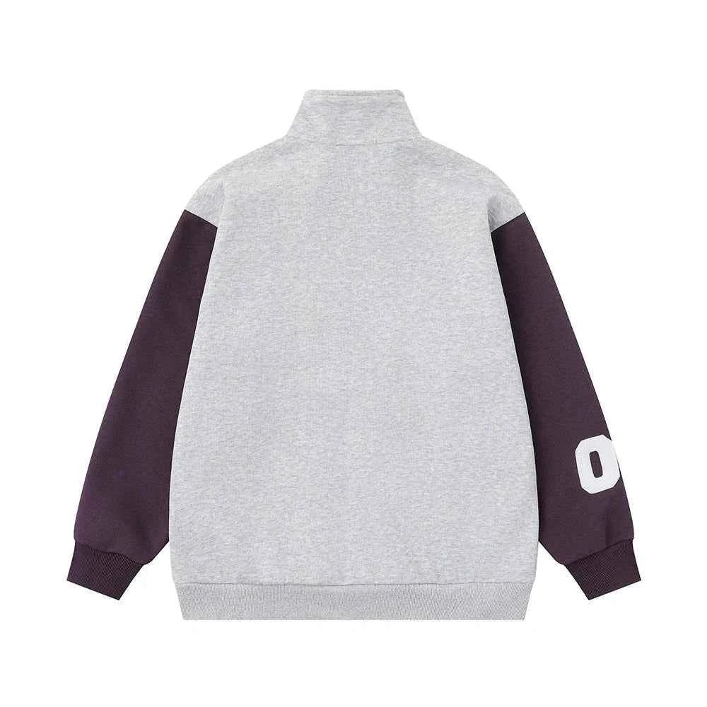 Streetwear Embroidery Letter Print Stand Collar Sweatshirt