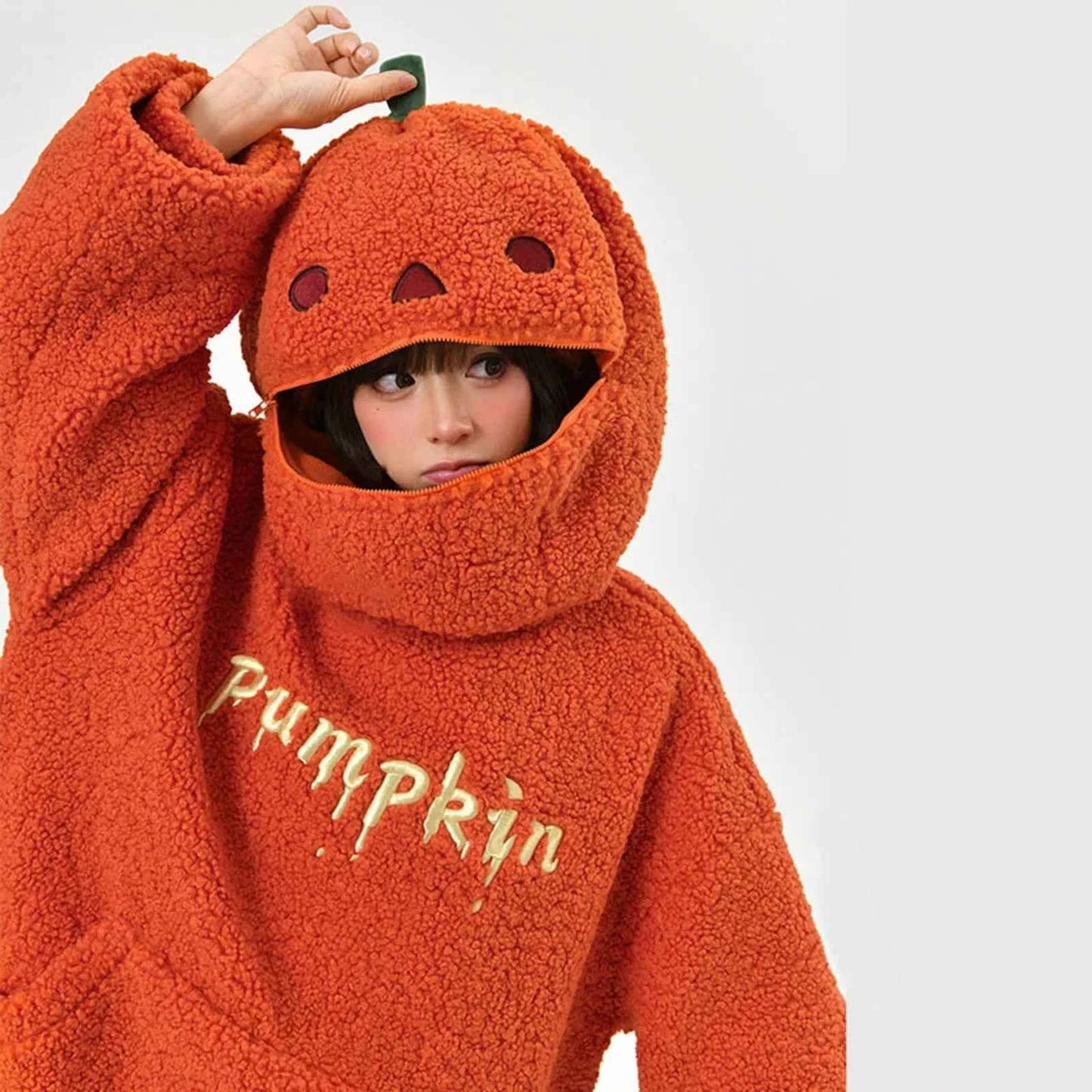 Halloween Orange Pumpkin Shaped Hoodie