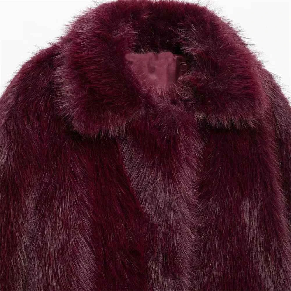 Warm Thick Faux Fur Casaul Woven Coat