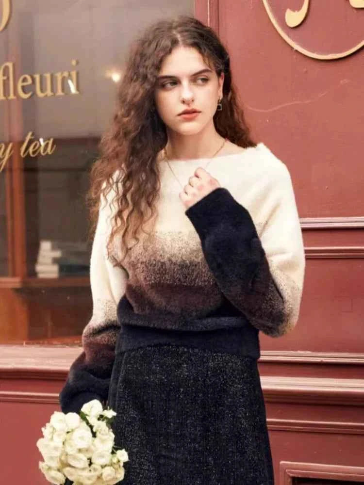 Soft Cozy Knitted Slash Neck Sweater