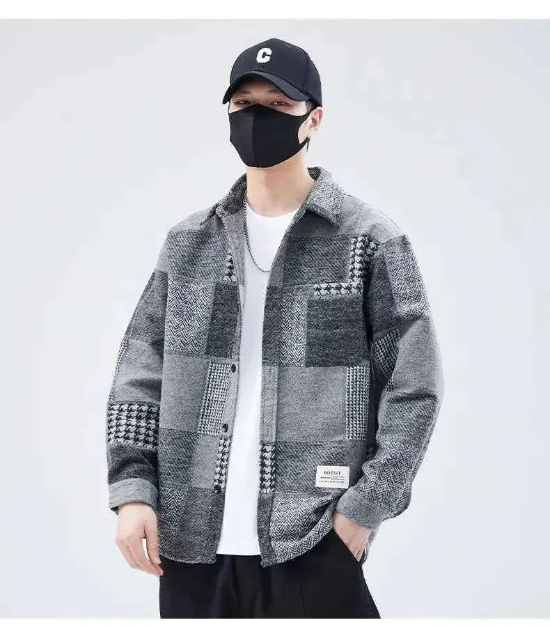 Classic Stylish Color Block Loose Lapel Jacket