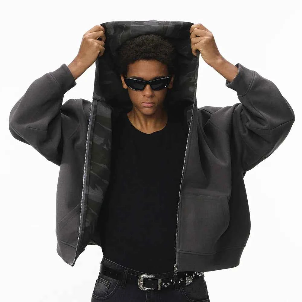 Camouflage Reversible Hooded Zip-Up Sweatshirt