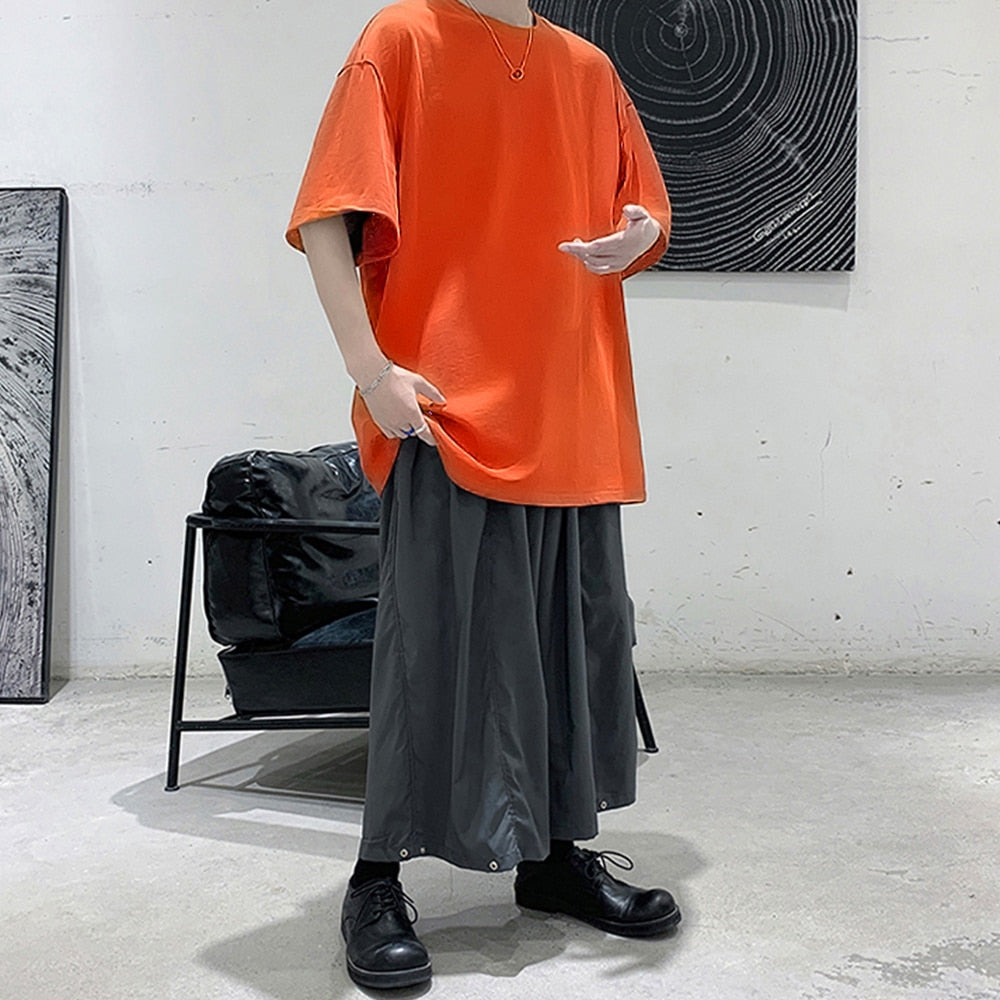 Loose Round Neck Plain T-Shirt
