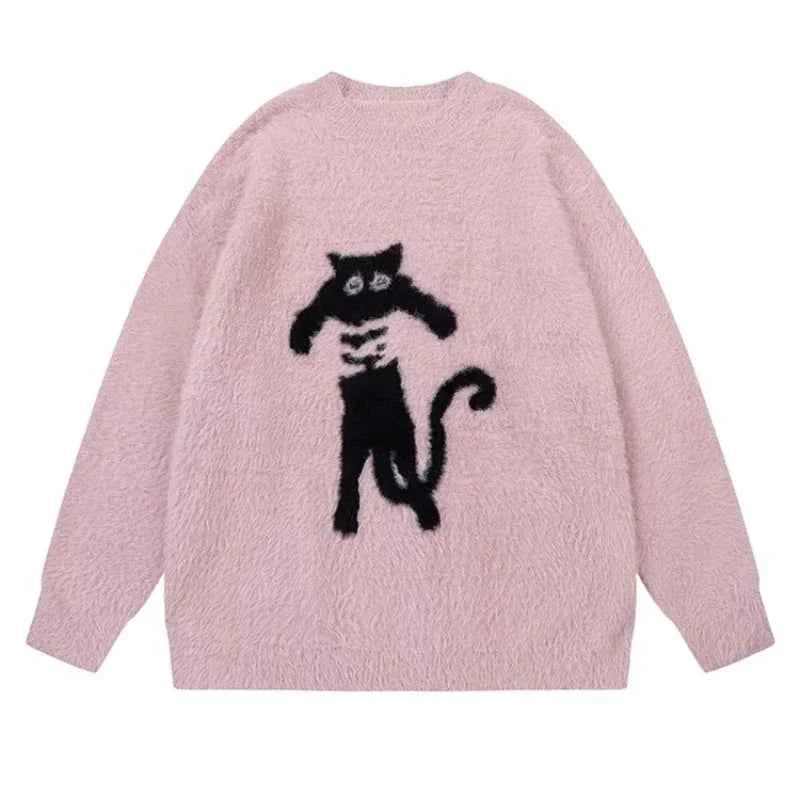 Cozy Japanese Cartoon Cat Knitwear Sweater