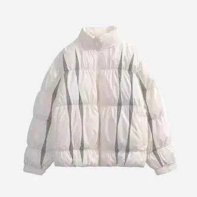 Colorful Striped Fluffy Hip Hop Puffer Jacket