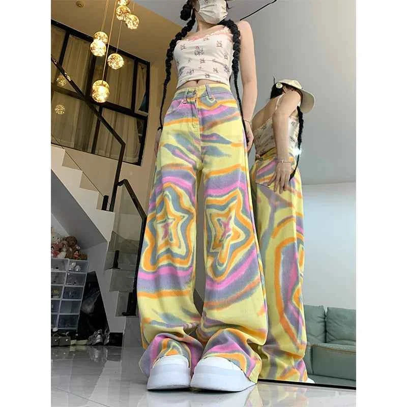 High Street Star Gradient Color Jeans