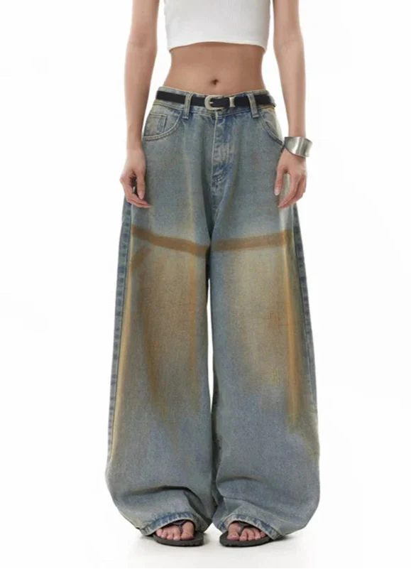 Elevated Y2K High Waist Hip Hop Blue Jeans - Luxuryurbanwear