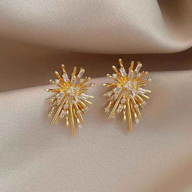 Firework Flowers Zircon Copper Earring