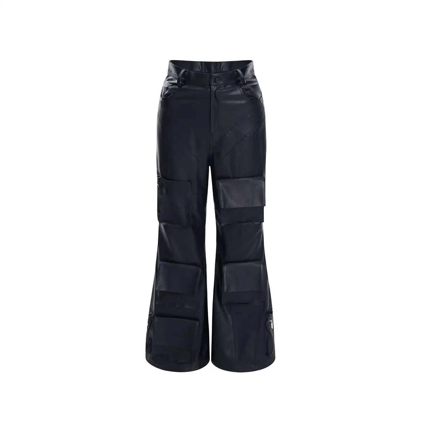 Darkwear Wide Leg PU Leather Pants - Luxuryurbanwear