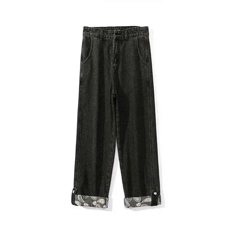 Streetwear High Street Patchwork Zipper Loose Jeans